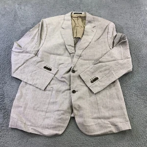Banana Republic Blazer Mens 48 R Sport Coat Linen Houndstooth Tailored Slim Beig - Picture 1 of 12