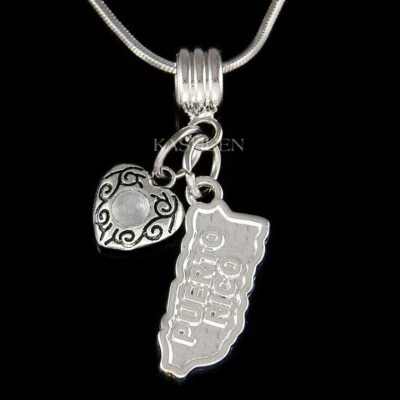 Collar Mapa Puerto Rico, Amor Joyería Puertorriqueña, Corazón PR Dije Llavero Nuevo Foto 1 de 4