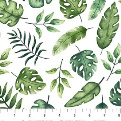Wee Safari Quilt fabric Cotton by Northcott 25645-10 Jungle Leaves 7/8 yd LAST - Image 1 of 4