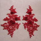 1Pair 3D Applique Floral Embroidery Patch Trim Lace Flower Crafts Wedding Dress
