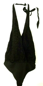 AFRM "Follow Your Intuition" Leopard Halter/Thong Bodysuit- 0, black - Picture 1 of 11