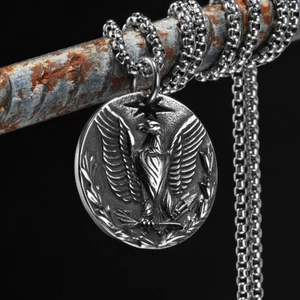 Proud Eagle Pendant Badge Necklaces 316L Stainless Steel Men Vintage Chain 23" - Picture 1 of 9