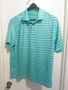 Nike Golf Dri-Fit Größe XL gestreift blaugrün/blau/weiß Poloshirt (#209a) - Bild 1 von 5