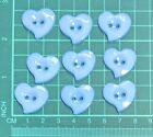 8 Heart shape blue plastic buttons 22mm approx.