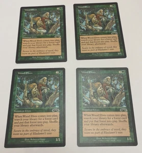 MTG Exodus - 4x Wood Elves - 3x MP/1x Damaged - Picture 1 of 1
