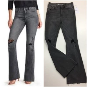 $118 NWT SAM EDELMAN sz 2/26 Gray Flare Leg Distressed Hi Rise Stiletto Jeans - Picture 1 of 12