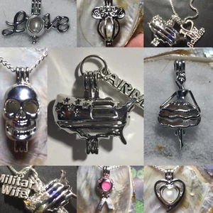 New Pearl Cage Locket Charm Atomizer Bead Silver Plated for Oyster Clam Akoya F - Picture 1 of 28