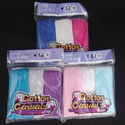 Girls Anklet Socks Crew Size 6-8.5 School Dress USA Made 9 Pair Cotton Casuals - Image 1 of 4