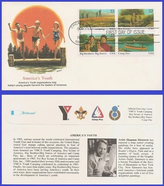 USA6 #2160-63 U/A FLEETWOOD FDC BL4  International Youth Year Boy Scouts - Image 1 of 1