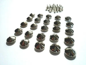 25x Silver Toned Spike Studs Rivet Punk Belt Bag Leather Craft Cone - Picture 1 of 5