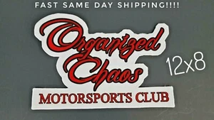 White Black Red  Embroidered Motorcycle Biker Back Patch large 12" x 8"  Chaos - Picture 1 of 9