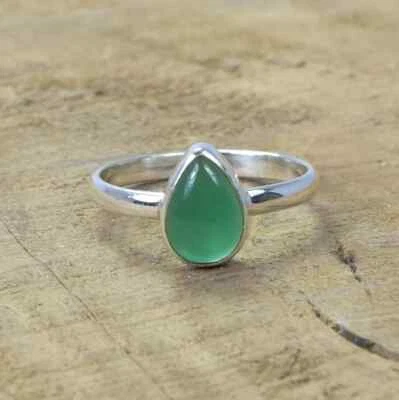 Gorguoes Verde Onice Gemma 925 Argento Sterling Mano Anello Tutte le Misure K-82 - Immagine 1 di 4