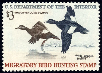 US RW36 $3 Hunting Permit Stamp 1969 White-Winged Scoters VF NH - Image 1 of 2