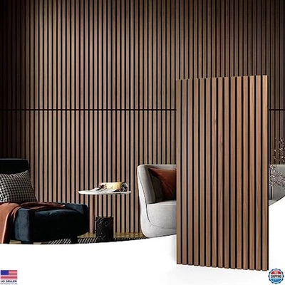 Paquete de 2 paneles acústicos de listones de madera de nogal Art3d - decoración de pared absorbente de sonido 3D Foto 1 de 4