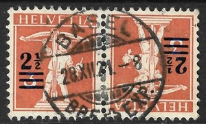 Switzerland Scott 193a Tete Beche Used VF Pair Issued 1921 - Picture 1 of 2