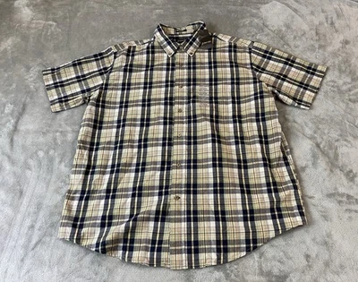 St. John’s Bay Mens XL Madras Short Sleeve Seagreen Tartan Plaid Shirt ! - Image 1 of 4