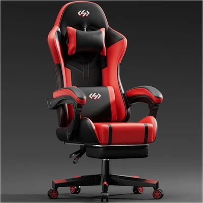 Ergonomic Gaming Chair with Footrest, 360° Swivel Computer Chair with Headrest - Image 1 of 4