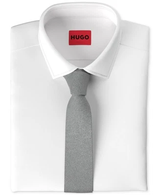 Hugo by Hugo Boss Men's  Dark Grey Cotton Jacquard Tie-OS - Image 1 of 2