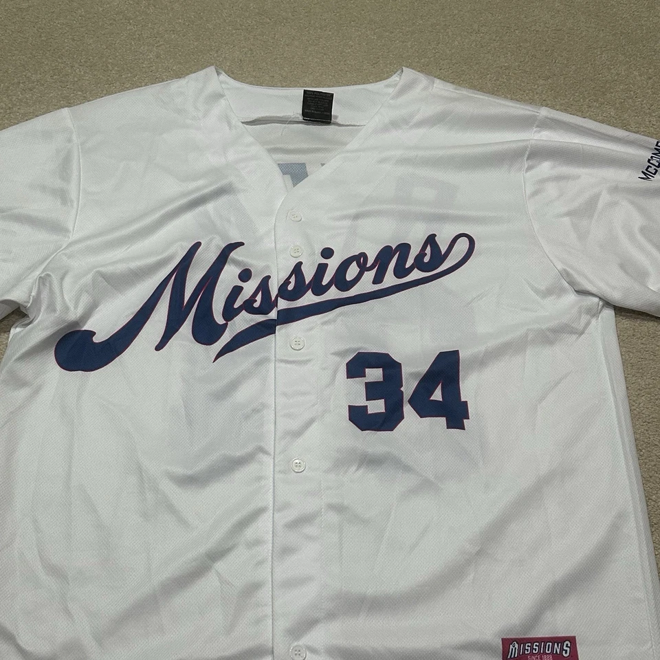 Camiseta de béisbol para hombre XL extra grande blanca nueva sin etiquetas San Antonio Missions Nolan Ryan Foto 1 de 4