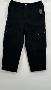 Pantalone uomo Vans L nero tela servizio cargo largo affusolato aderente Y2K nuovo con etichette - Foto 1 di 14