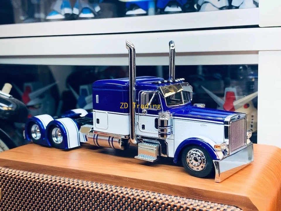 ZD 1:64 596 Blue White Peterbilt W983 379 Truck Tractor Model Diecast Metal Car - Image 1 of 4