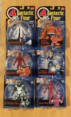 NUEVO Hasbro Marvel Legends Tarjeta Retro FANTASTIC FOUR 6” Figura Completo LOTE de 6 Foto 1 de 4