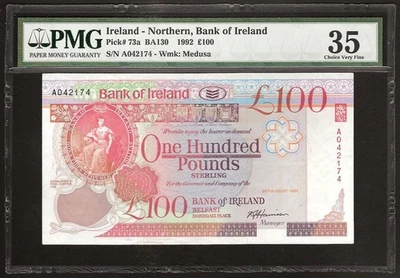 NORTHERN IRELAND  100 Pounds  1992  P:73a  VF+ (35 PMG)  Bank of Ireland - Image 1 of 2