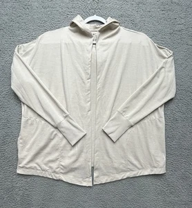 Nike Dri-Fit Strickjacke mit Kapuze vorne offen XL beige Athleisure Daumenlöcher Taschen - Bild 1 von 13