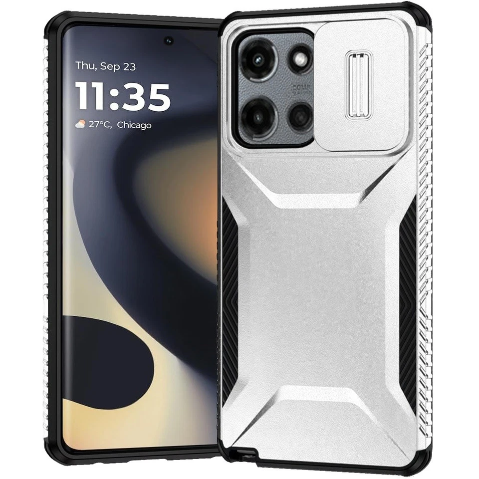 Funda híbrida resistente con agarre lateral con cubierta de lente trasera deslizante para Motorola Edge 2025 Foto 1 de 1