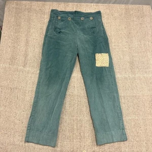 Vintage Corduroy Front Flap Pants Mens 32x30 Green 1980s USA Amish Patchwork - Picture 1 of 10