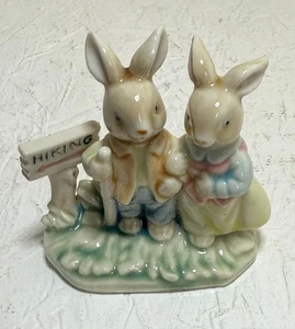 Vintage Bunnies Figurine Set Hiking Gardening Decor - Picture 1 of 2