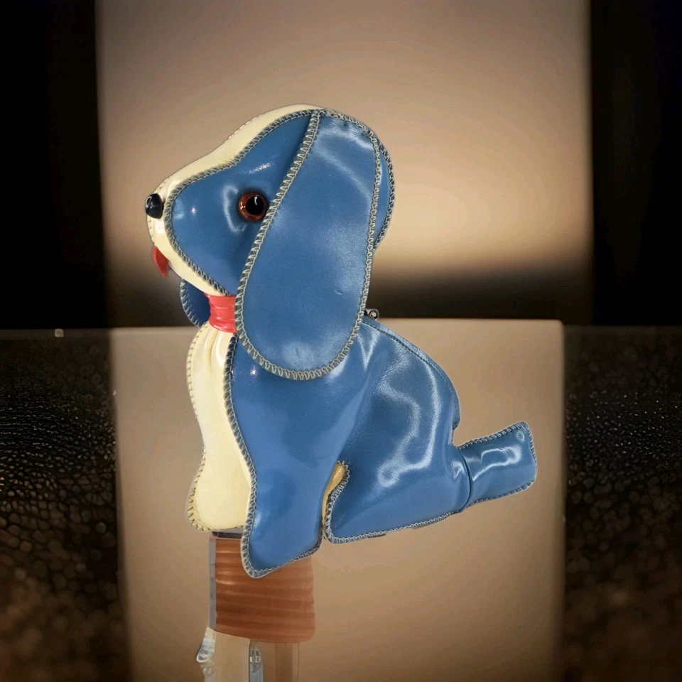 Monedero vintage para perro/cachorro azul y blanco con ojos de cristal - RARO DIFÍCIL DE ENCONTRAR MCM Foto 1 de 4