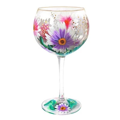 LESSER & PAVEY Cocktail Glass Lynsey Johnstone Cosmos Flower Liquor Floral Gin Tonic Hand Paint