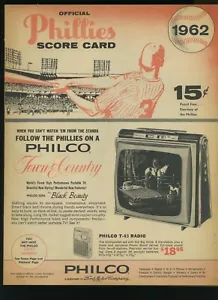 5-18-1962 Chicago Cubs @ Philadelphia Filis Program - Ernie Banks HR #308 - Imagen 1 de 4