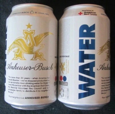 Nice GOLD EAGLE Anheuser Busch BUDWEISER Drinking Water Bud Test Beer Can Red X - Image 1 of 4
