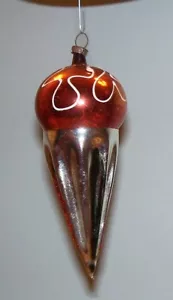 Vintage Mercury Blown Glass Ice Cream Cone Christmas tree Ornament, Germany 4" - Picture 1 of 4