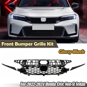 Car Front Bumper Upper Grille Grill Kit For 2022-2024 2023 Honda Civic Hatchback - Picture 1 of 7