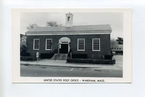 Cape Cod MA Mass Wareham Post Office, tiny old car, RPPC real photo, 50's, 60's - Picture 1 of 3