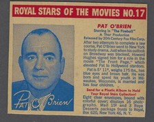 1950 Royal Stars of The Movies F291-3 Blue Variation #17 Pat O'Brien