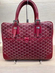 Auténtico maletín bolso de negocios GOYARD rojo amarillo talla 10,6 x 13,8 pulgadas espiga - Imagen 1 de 13