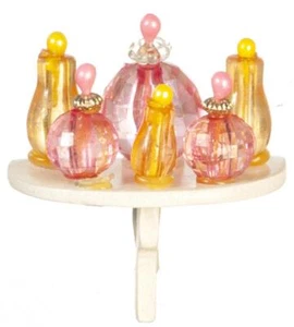 Dolls House Perfume Set with a White Shelf Miniature Bedroom Accessory 1:12 - Picture 1 of 8