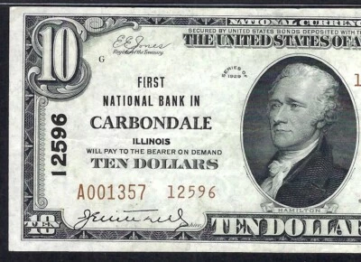 🇺🇸 IL 1929 $10 TYPE-2  ♚♚CARBONDALE, ILLINOIS♚♚ PMG ABOUT UNCIRCULATED 53 EPQ - Image 1 of 3