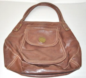 Vintage Liz Claiborne Axcess Handbag Women Brown Faux Leather Boho Shoulder Bag - Picture 1 of 12
