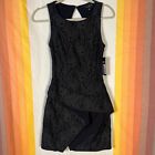 NWT AKIRA Chicago Black Label Black Dress With Gold Sparkly Lace Size XS