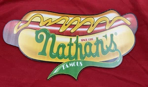 NATHANS HOT DOGS  PAIR OF 12" X 22"  CORRUGATED PLASTIC SIGNS - Picture 1 of 5