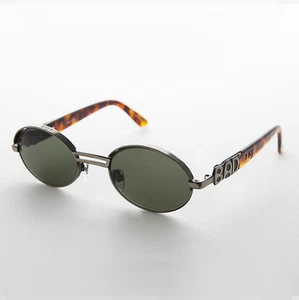 Oval Bad Boy Brand Vintage Sunglass Bronze/Green/Tortoiseshell - Tommy - Picture 1 of 3