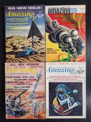 AMAZING STORIES SCI-FI PULP MAGAZINE 1970 LOT OF 4,  PIERS ANTHONY, PK DICK - Image 1 of 4