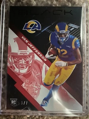 2020 Panini Black Van Jefferson Rookie RC RED FOTL SSP 1/7 #128 RAMS!! - Image 1 of 2