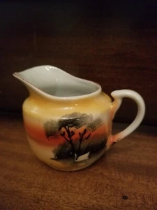 Escena de cisne y lago pintada a mano con crema NORITAKE de colección - Imagen 1 de 8