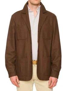 PIETRA SALATA Napoli "John" Brown Wool Travel Jacket Car Coat NEW XL Slim - Picture 1 of 7